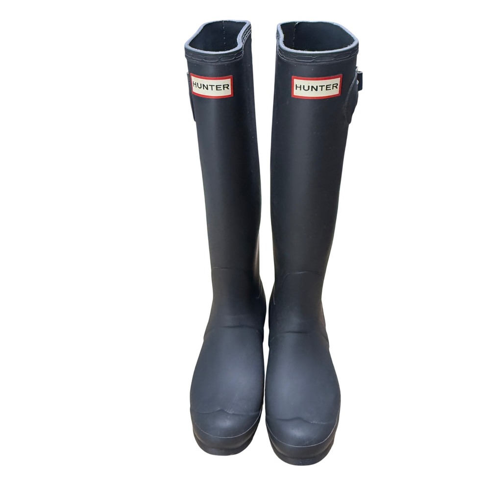 Hunter Original Tall Rain Boots‎ Matte Black/grey Waterproof Rubber W 9 EU 40/41